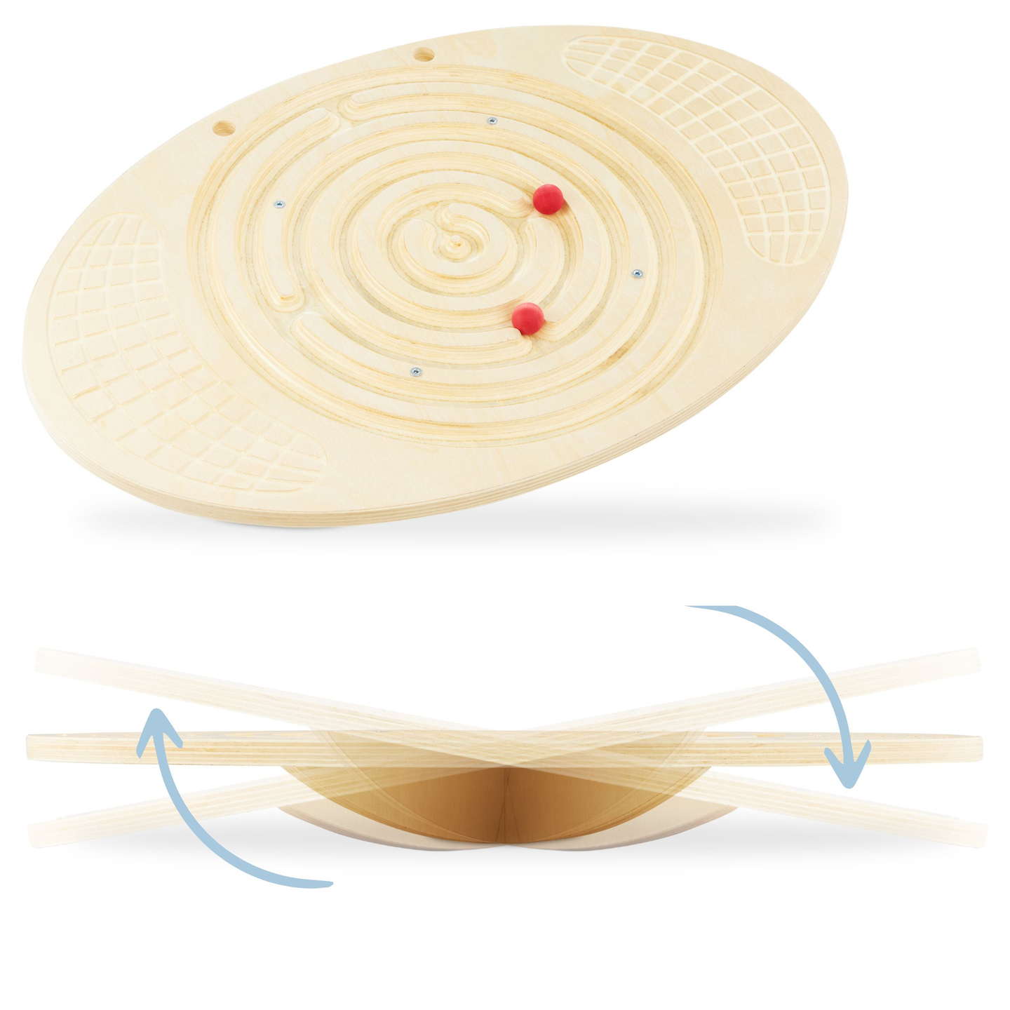 Balancebræt i træ med labyrint og bolde - balancevippe