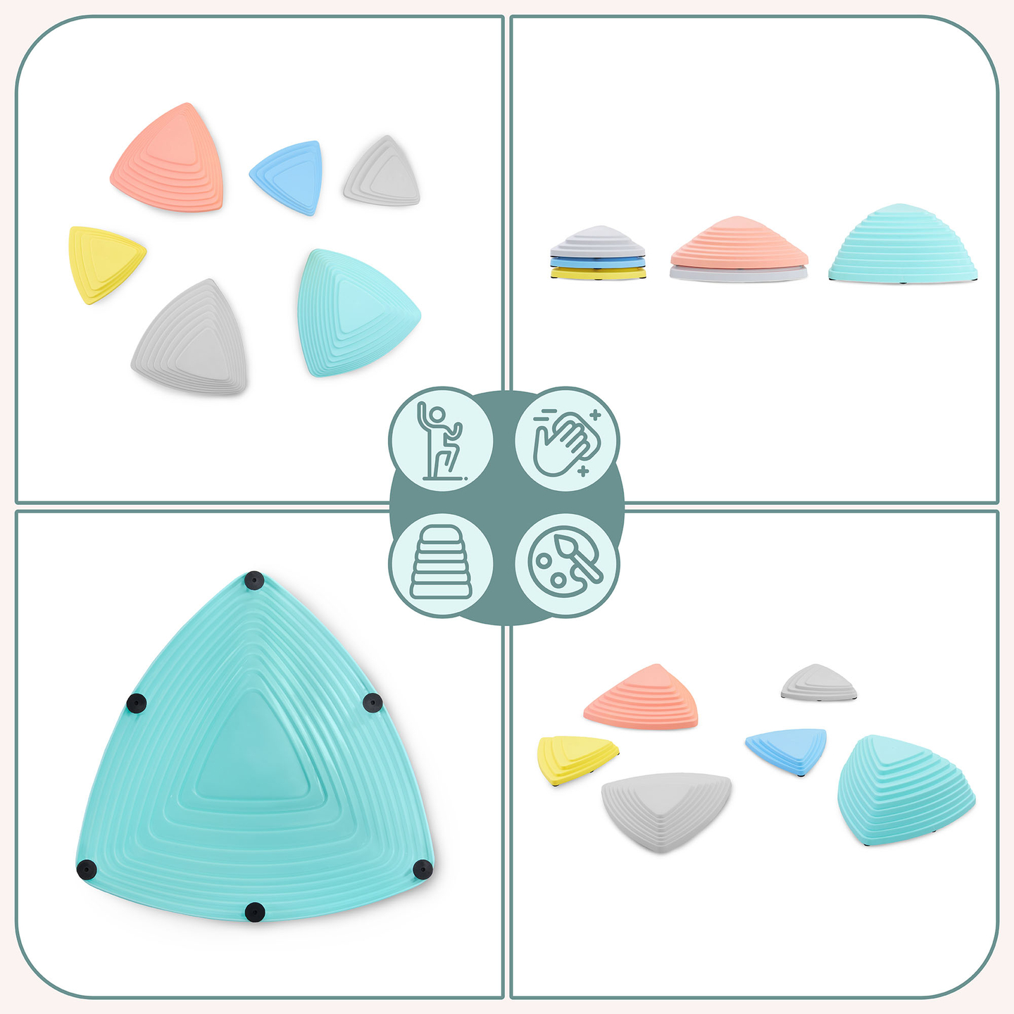 Farverige balancesten - 6 stk