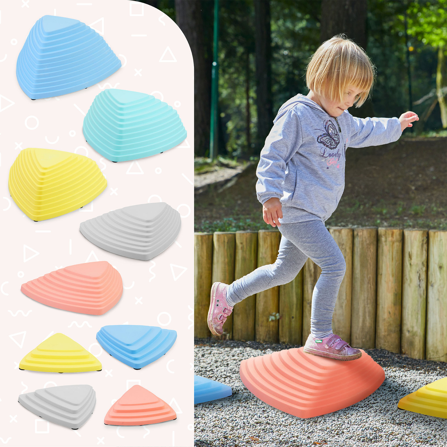 Farverige balancesten - 9 stk