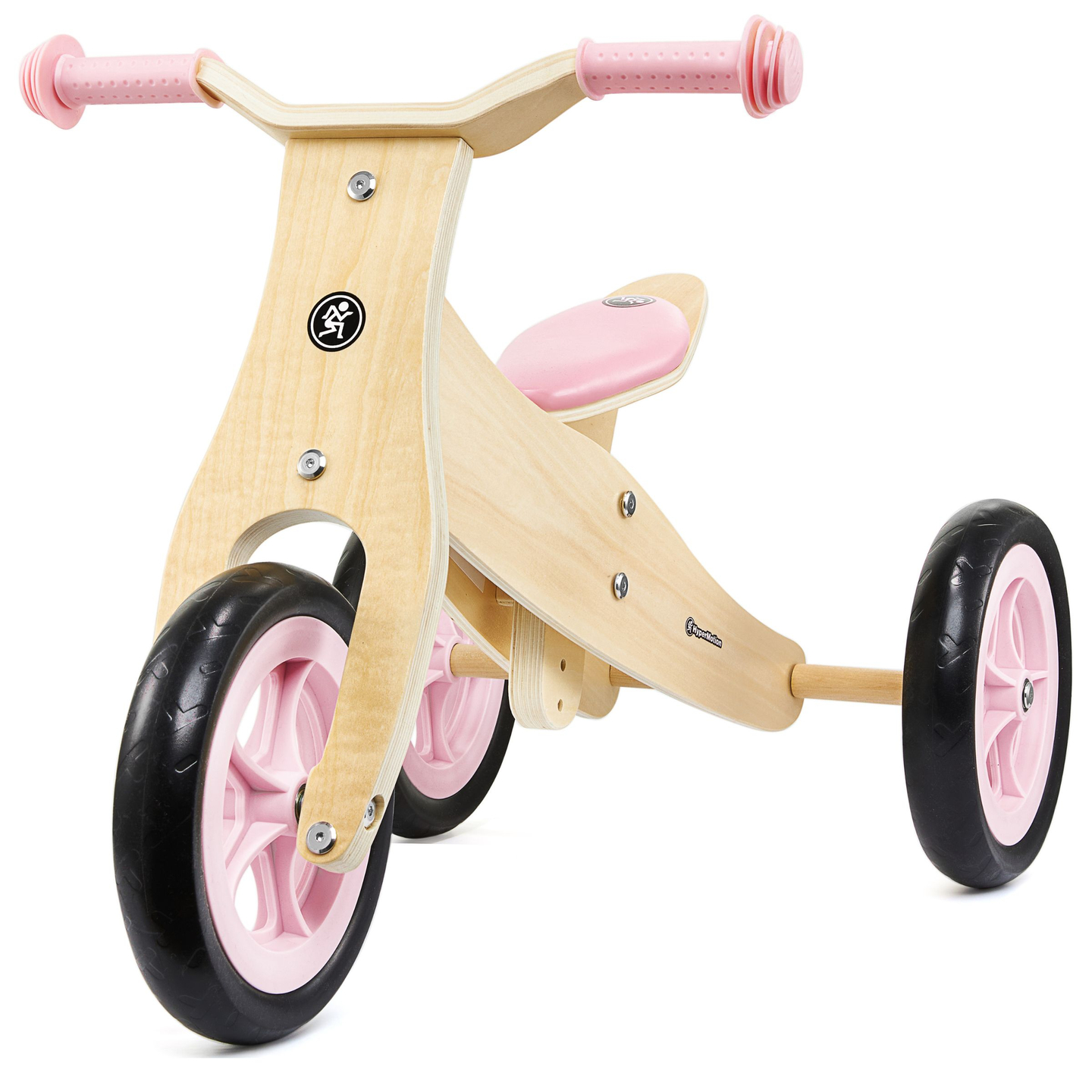 Trehjulet cykel og balancecykel i træ 2in1 - HyperMotion PERCY - pink
