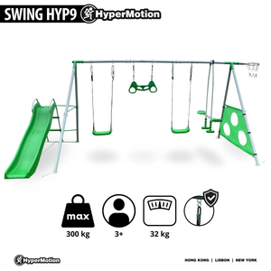 XXXL havelegeplads til børn med gynger, rutsjebane, gymnastik trapez, basketballkurv og fodboldmål