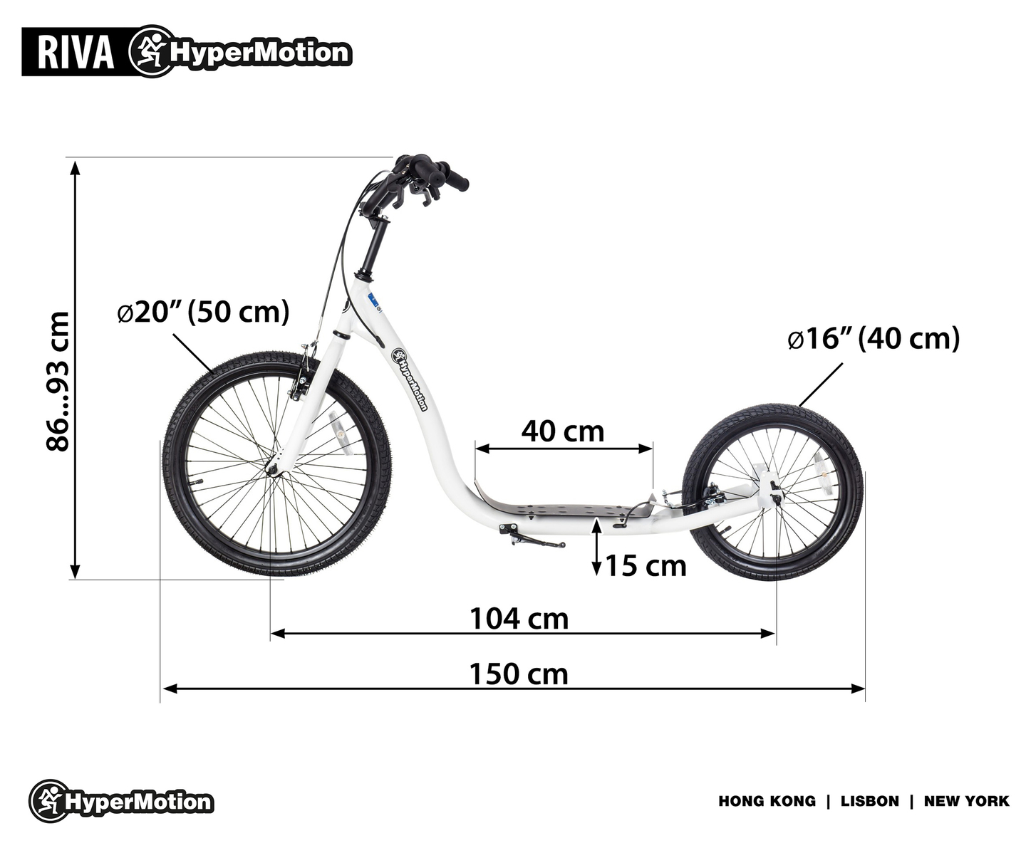 HyperMotion RIVA byscooter med oppustelige hjul på 50 cm og 40 cm