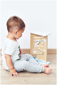 To-sidet sensorisk manipulationsbræt i træ