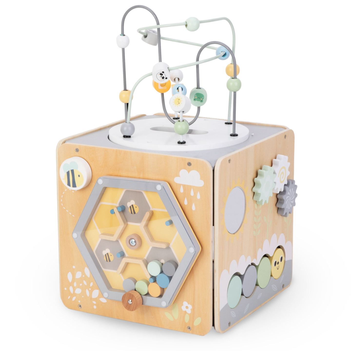 Stor aktivitetsterning i træ med løkke - Montessori