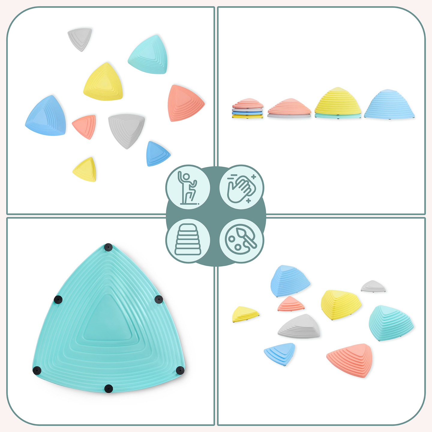 Farverige balancesten - 9 stk