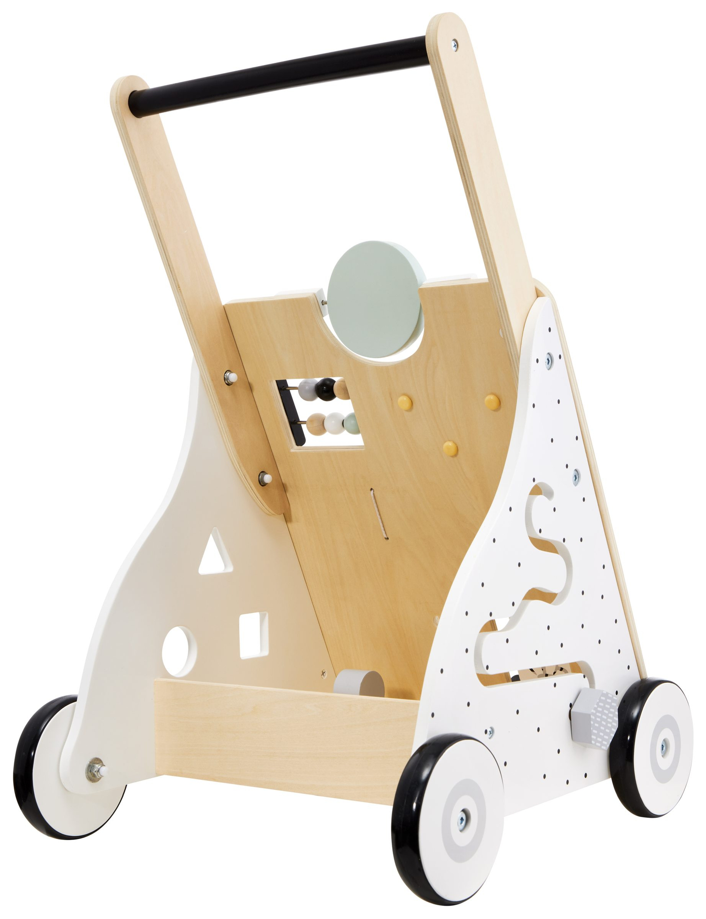 Træ, pædagogisk babywalker / klapvogn - manipulerende bræt