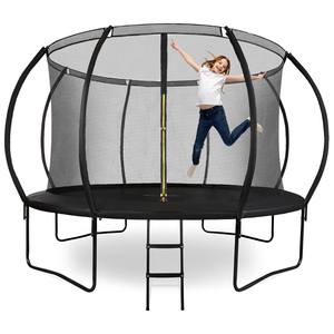 XXL havetrampolin til børn HyperMotion - 366 cm 12FT - med stige og indvendigt net - til hjem og have - 150 kg max.