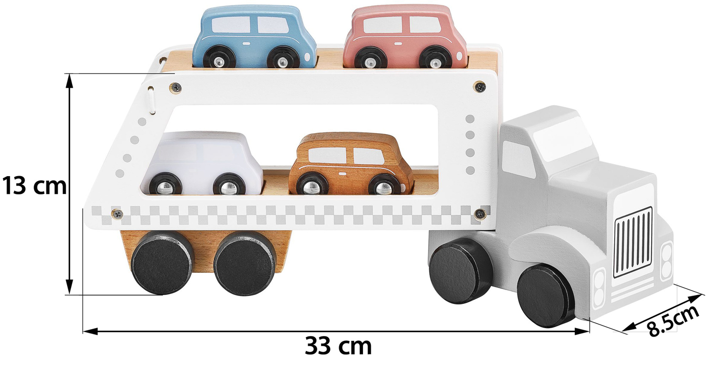 Trælastbil med 4 biler