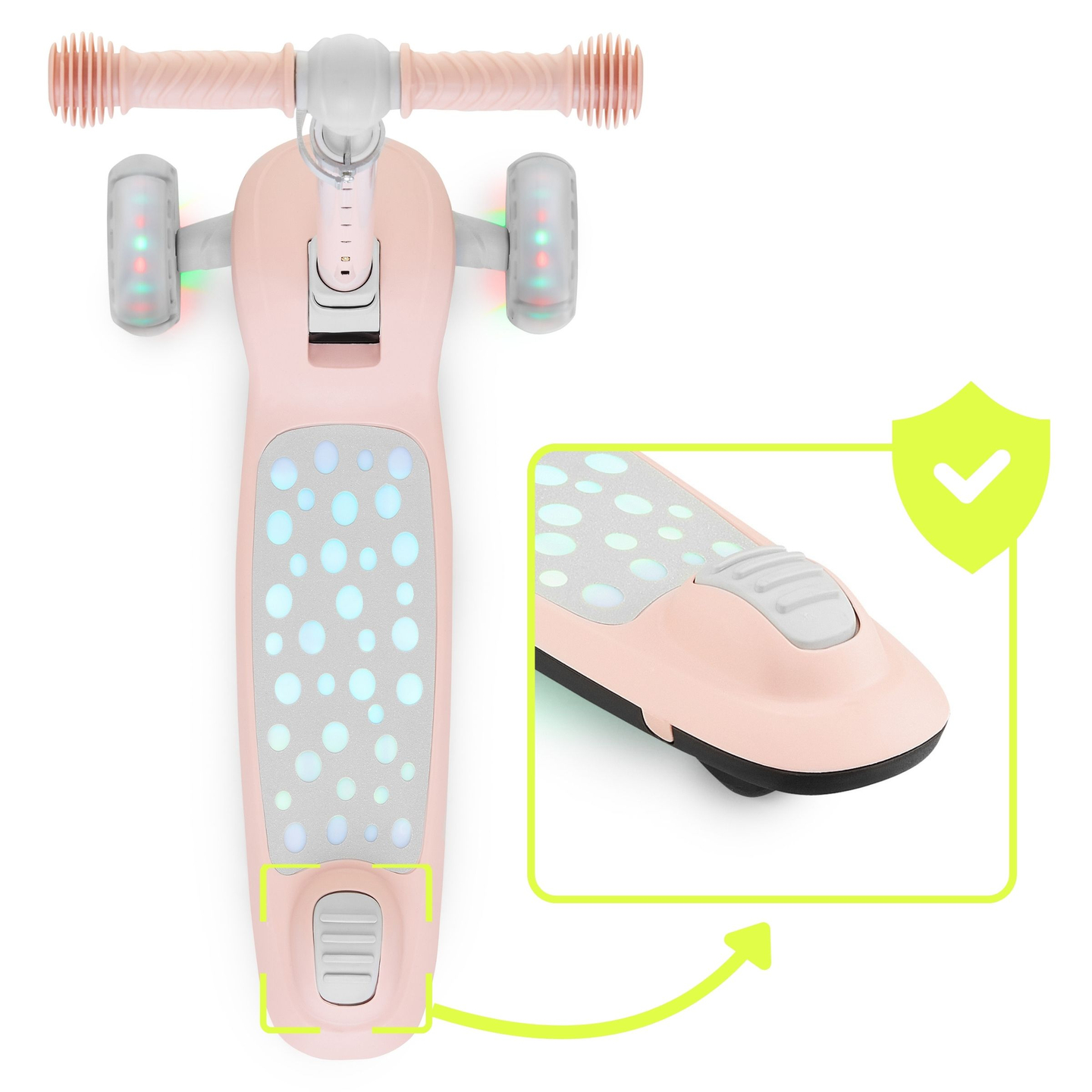 HyperMotion LUMI 3-i-1 balancescooter - oplyst platform og LED-hjul, farve pink