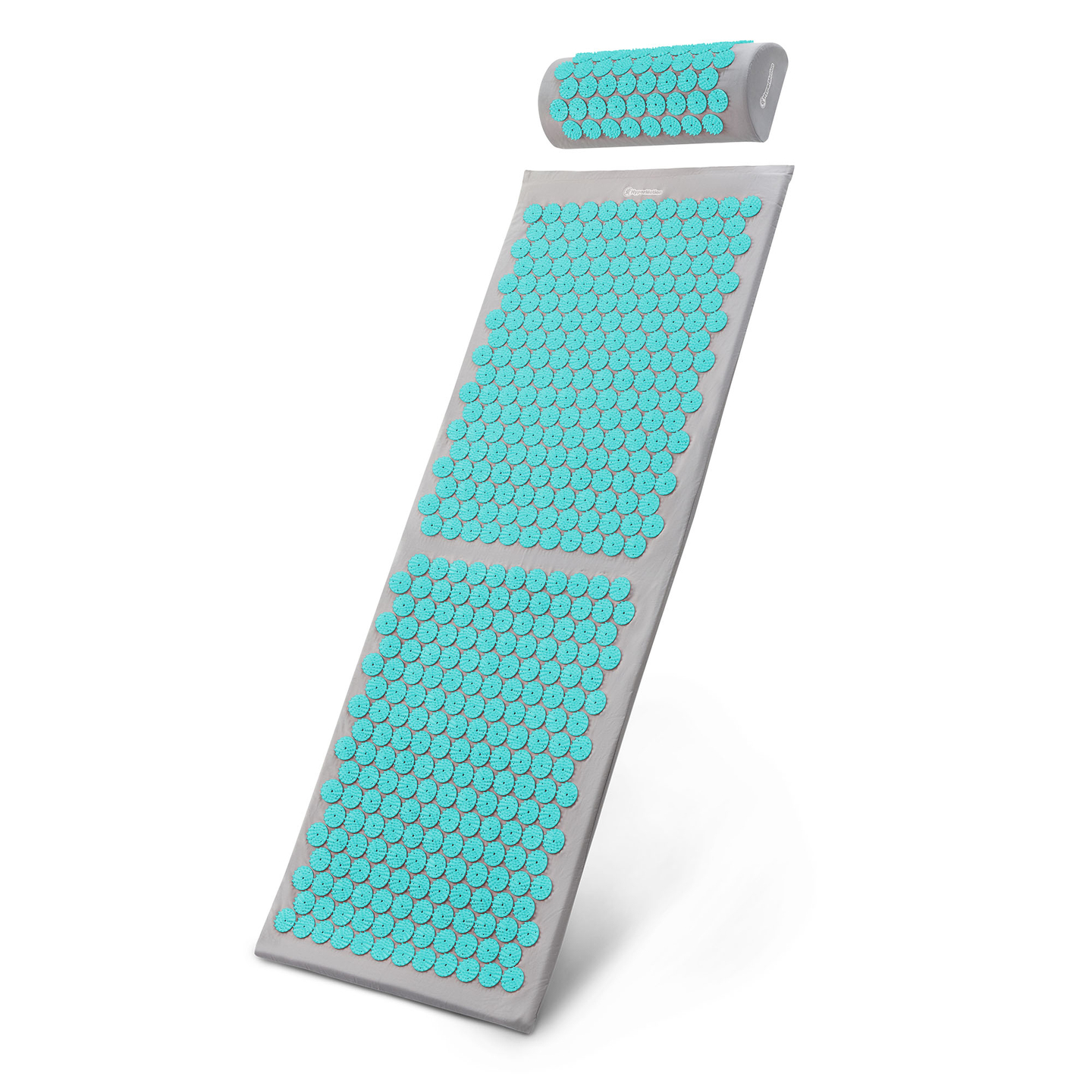 Stor akupressurmåtte med pude og betræk - 130 cm HyperMotion grå-mint