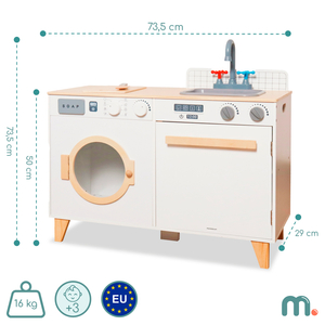 Vaskeri og køkken i træ - 2-i-1-hjemmesæt til børn