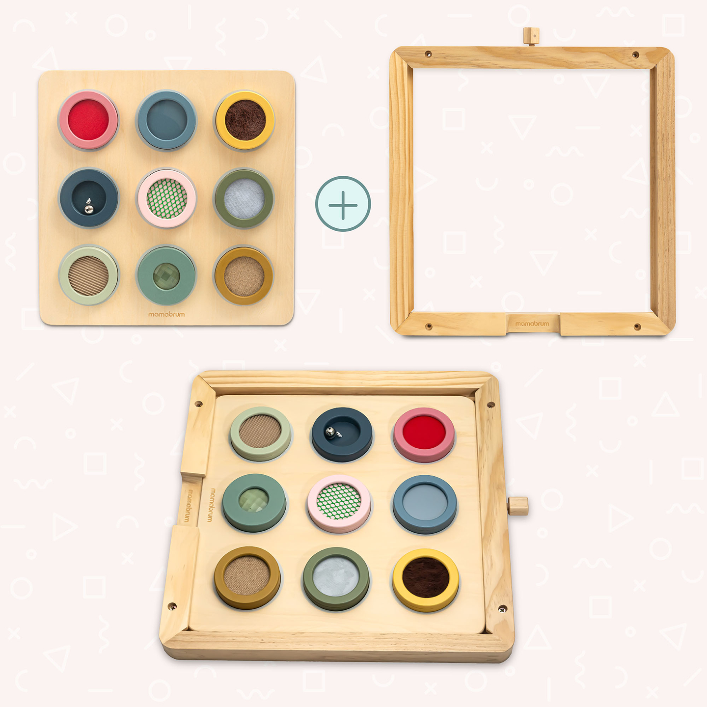 Montessori-sansebræt i træ – 9 teksturer til at opdage og udvikle følesansen