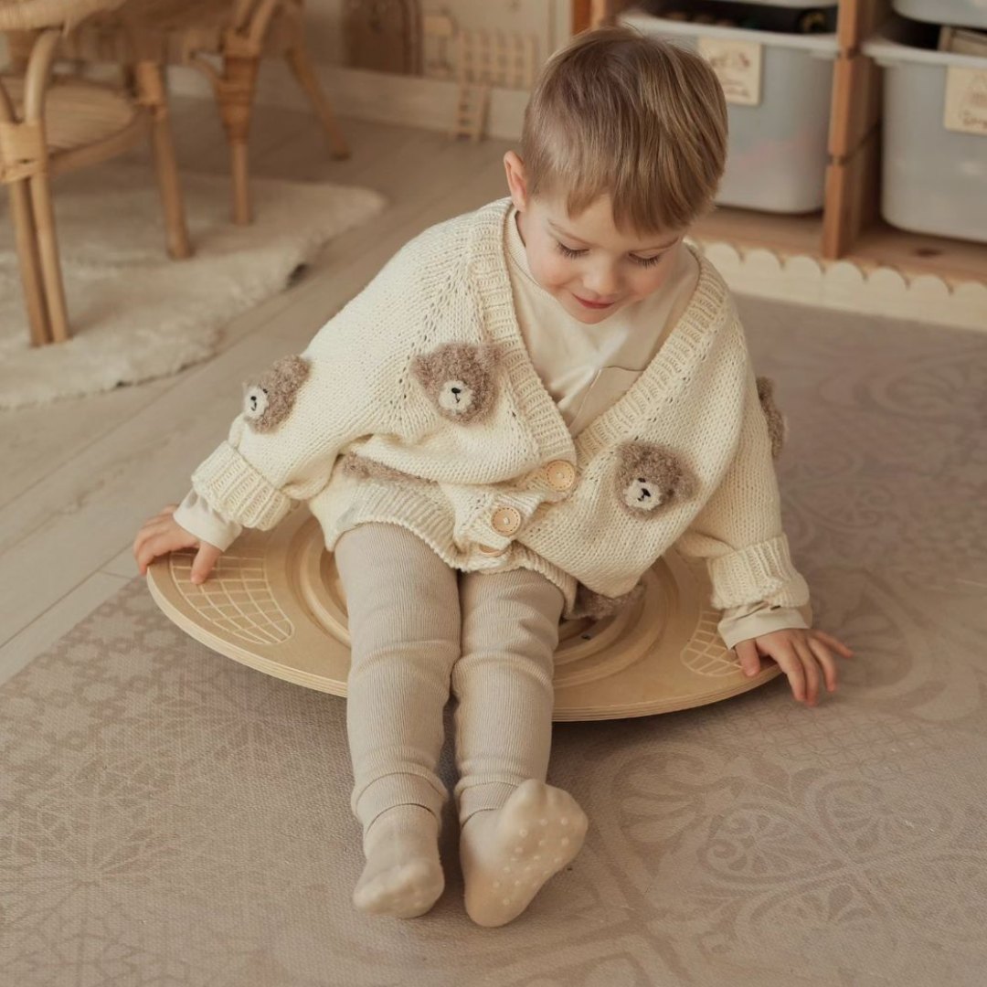 Balancebræt i træ med labyrint og bolde - balancevippe