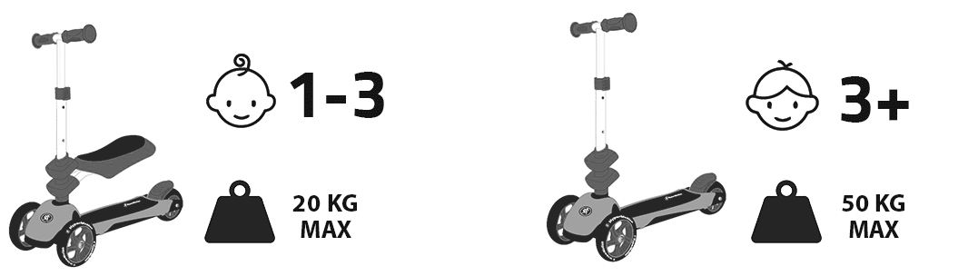 HyperMotion 3in1 balance trehjulet cykel - blå