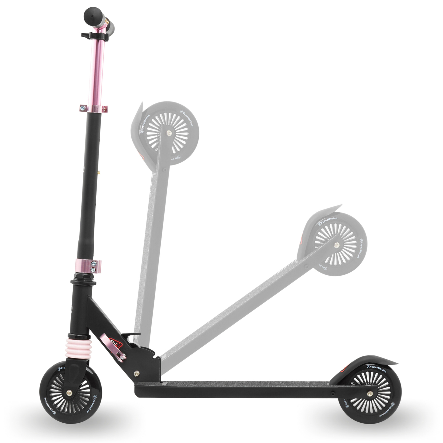 Tohjulet scooter med støddæmper WALLY 4-9 år fra HyperMotion sort-rosa