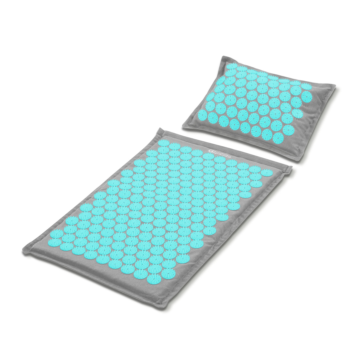 ECO akupressurmåtte i linned med kokosfibre og boghvedepude – 68 cm HyperMotion grå-mint