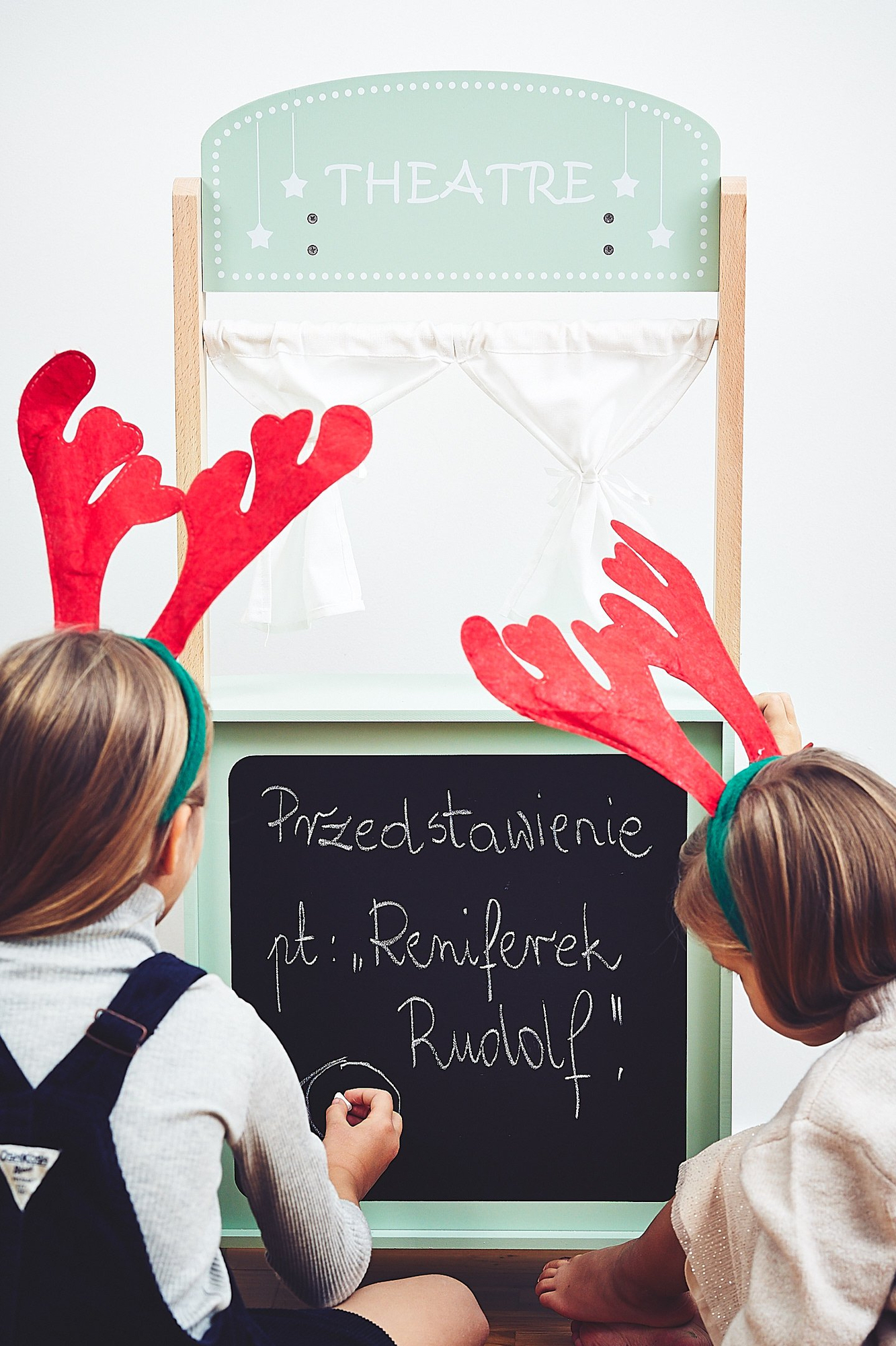 Stor træbutik - bod og teater 2 i 1 med vægt, betalingsterminal, frugt og grøntsager