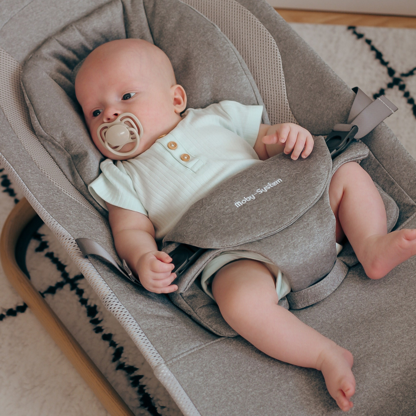 2-i-1-gyngestol Moby-System LILY - grå