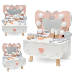 Mini toiletbord i træ med LED-belysning - Butterfly