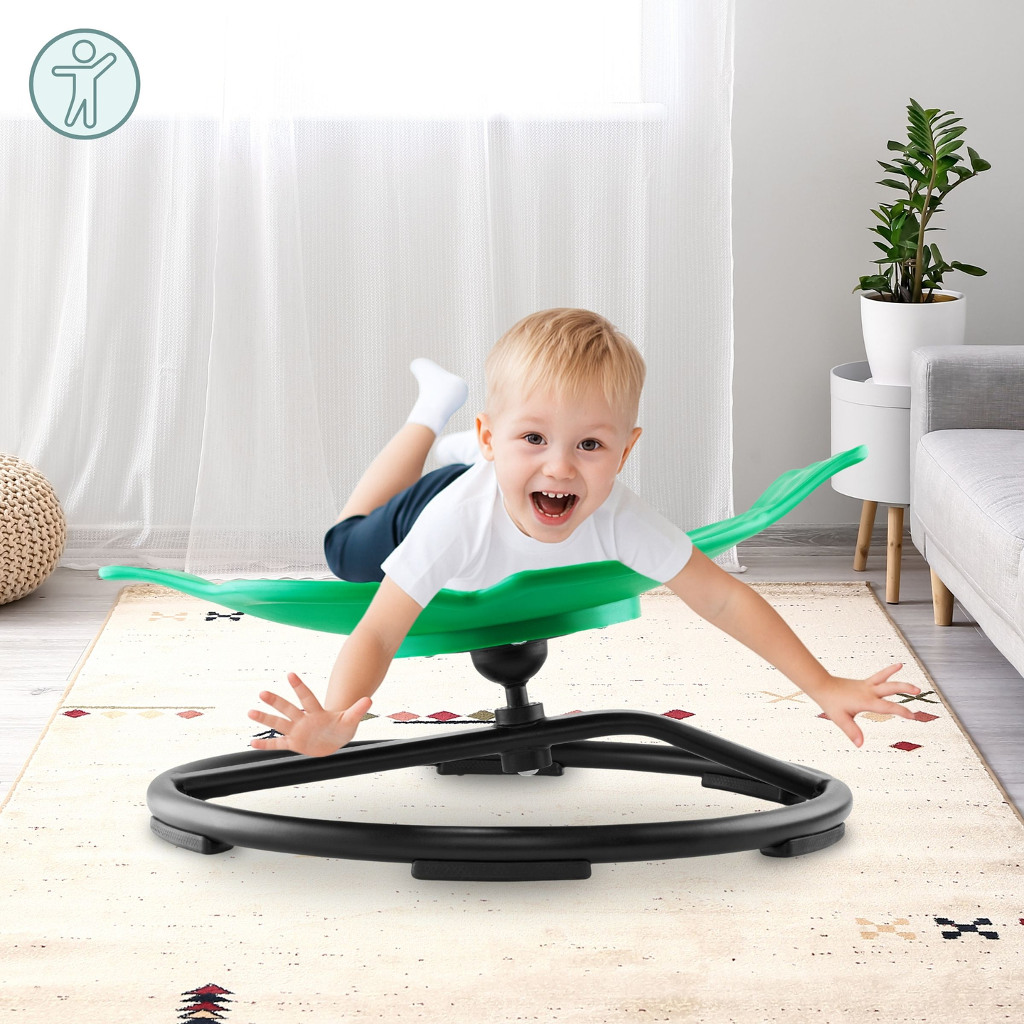 Mini børnekarrusel Fisk - farve grøn