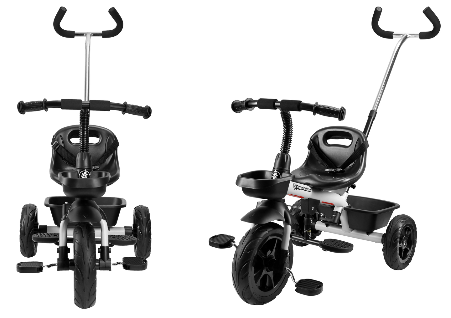 HyperMotion TOBI VECTOR trehjulet cykel - evigt oppustelige hjul + skubbebøjle. Farve: lysegrå.