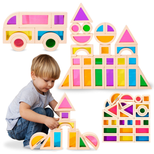 Regnbuefarvede træklodser - 25 elementer