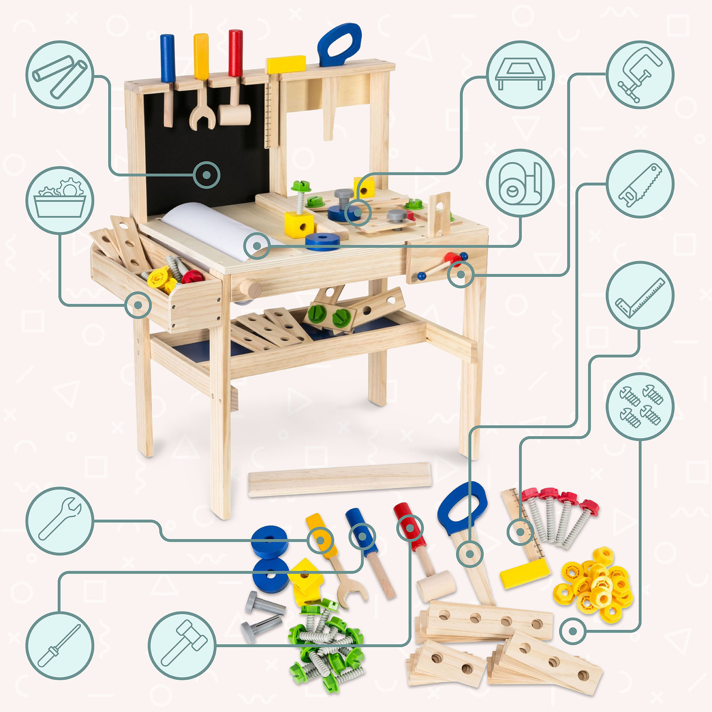 DIY-sæt af træ XXL - 75 dele