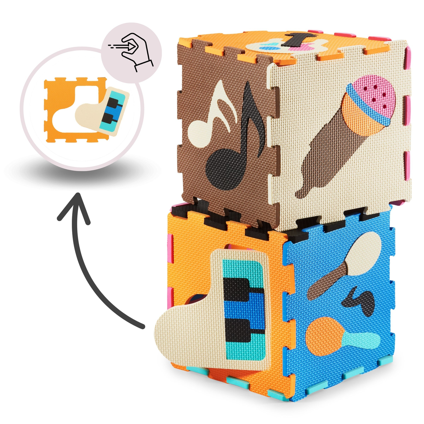 Pædagogisk puslespilsmåtte af skum 90 x 90 x 1 cm - EVA-skum - design: instrumenter