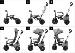 Tobi Velar trehjulet cykel + regnfolie - grå