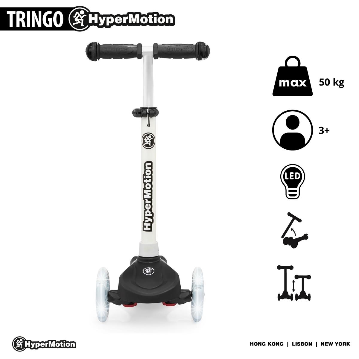 TRINGO trehjulet balancescooter, 3-8 år gammel - sort + lysende LED hjul