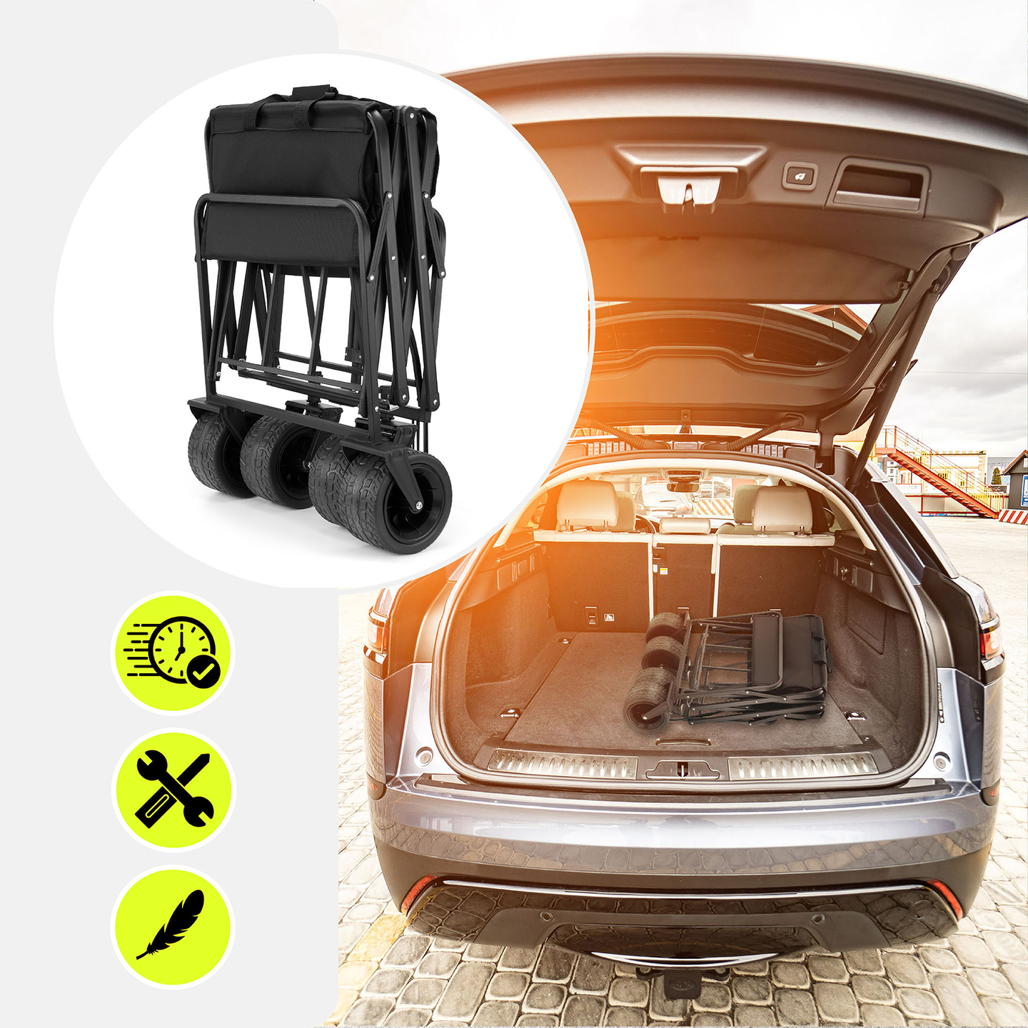 HyperMotion foldbar strandkørestol - sort, 120 kg