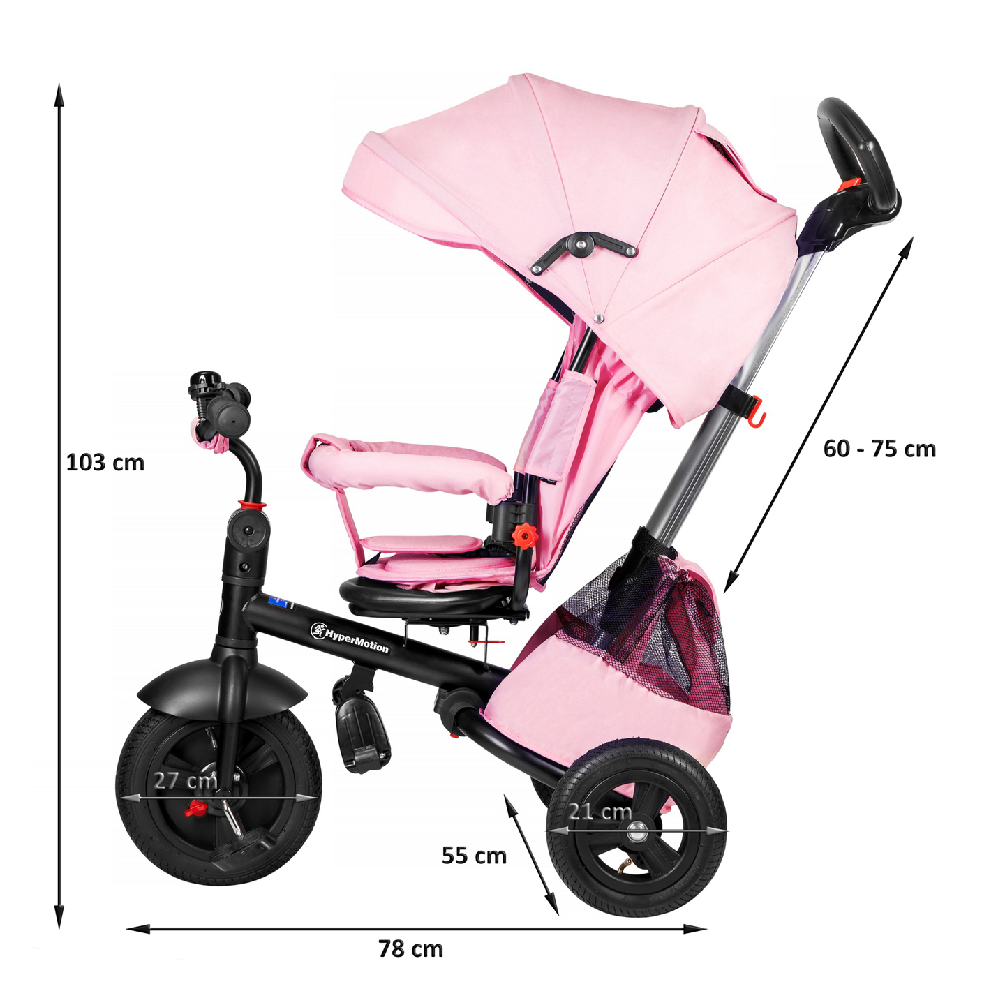 Tobi Velar trehjulet cykel + regnfolie - pink