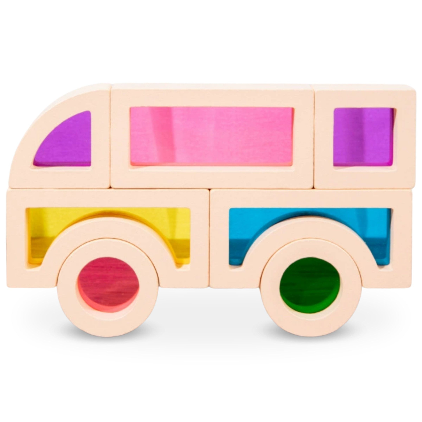 Regnbuefarvede træklodser - 25 elementer