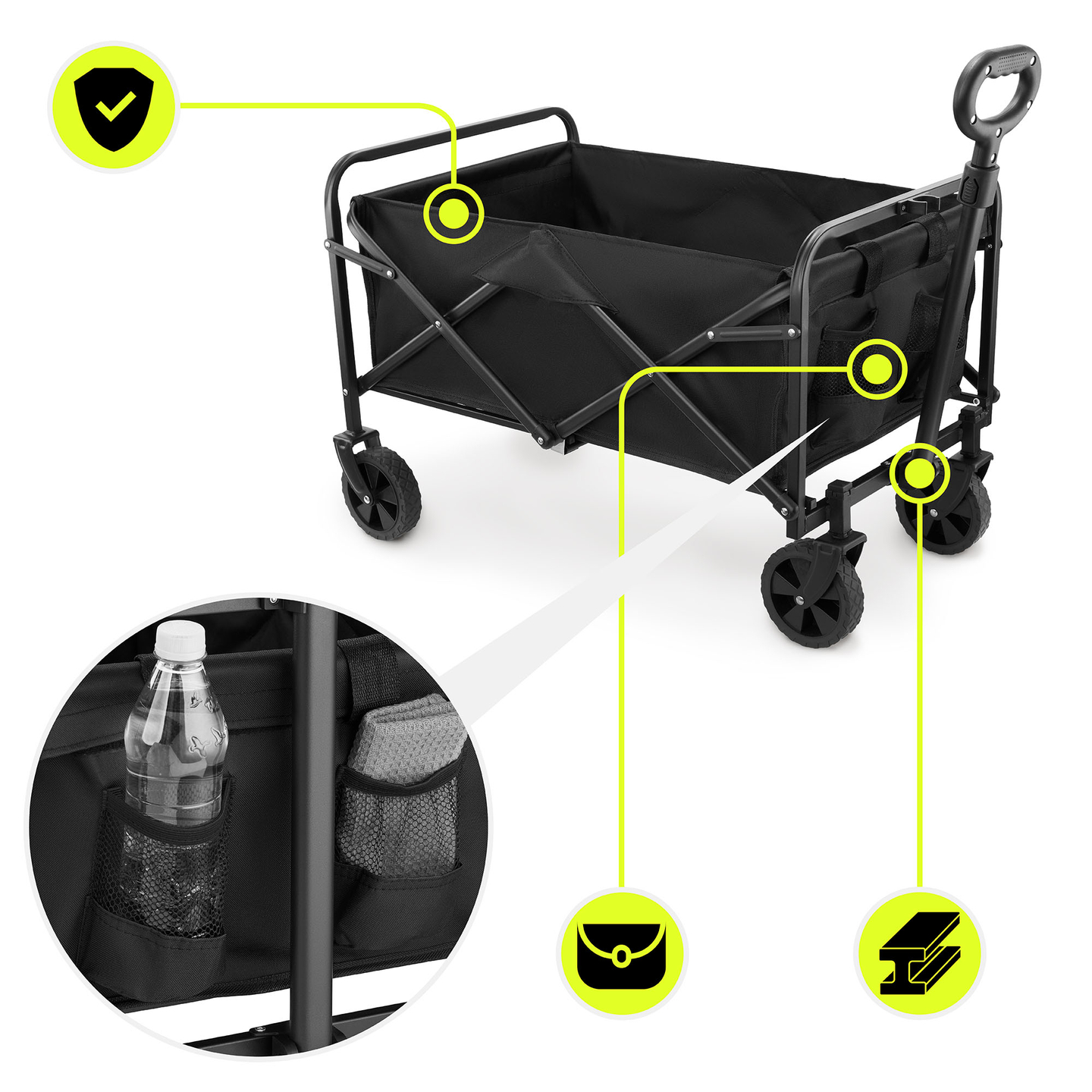 HyperMotion foldbar strandkørestol - sort, 80 kg