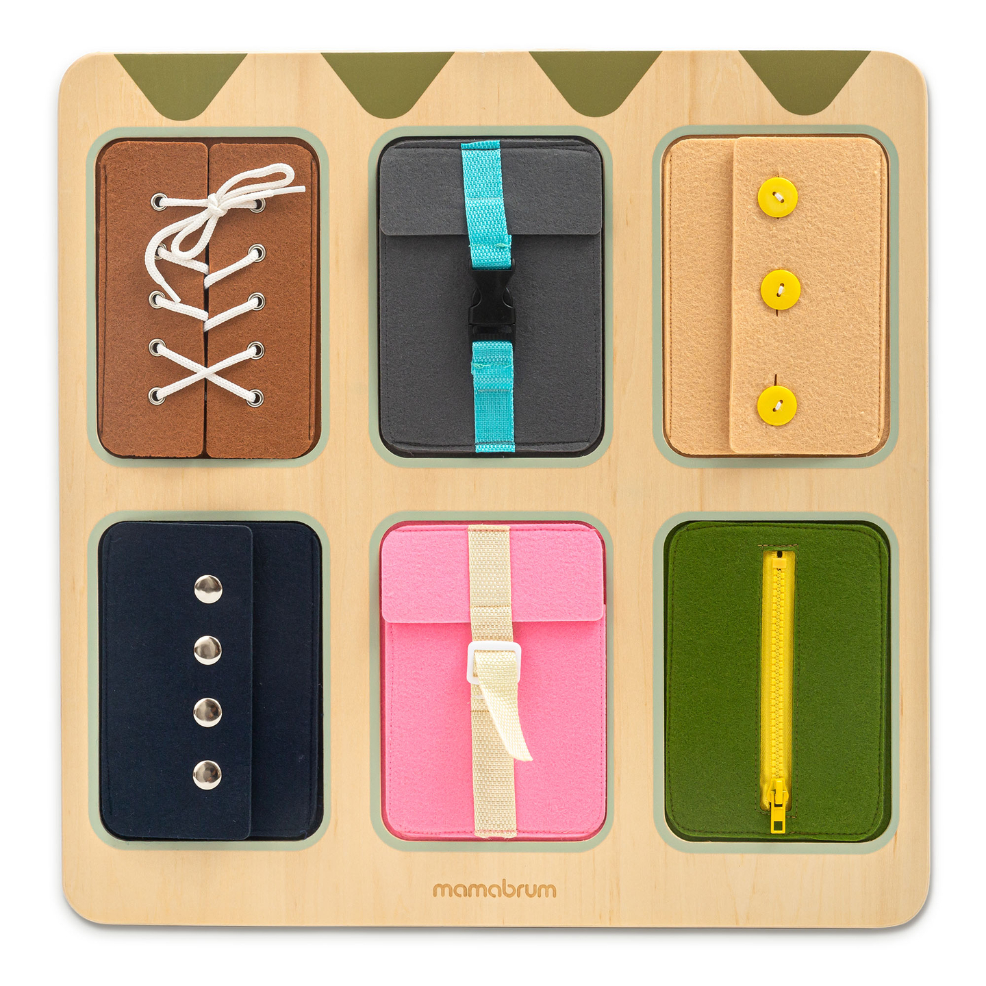 Montessori manipulationsbræt i træ – Sensorisk læring af uafhængighed – snørebånd, spænder, knapper, tryklåse, lynlås