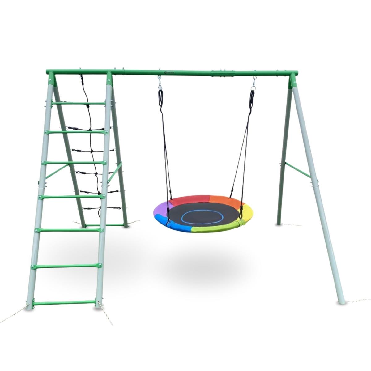 XL havelegeplads til børn med en storkerede gynge, stige og klatrenet