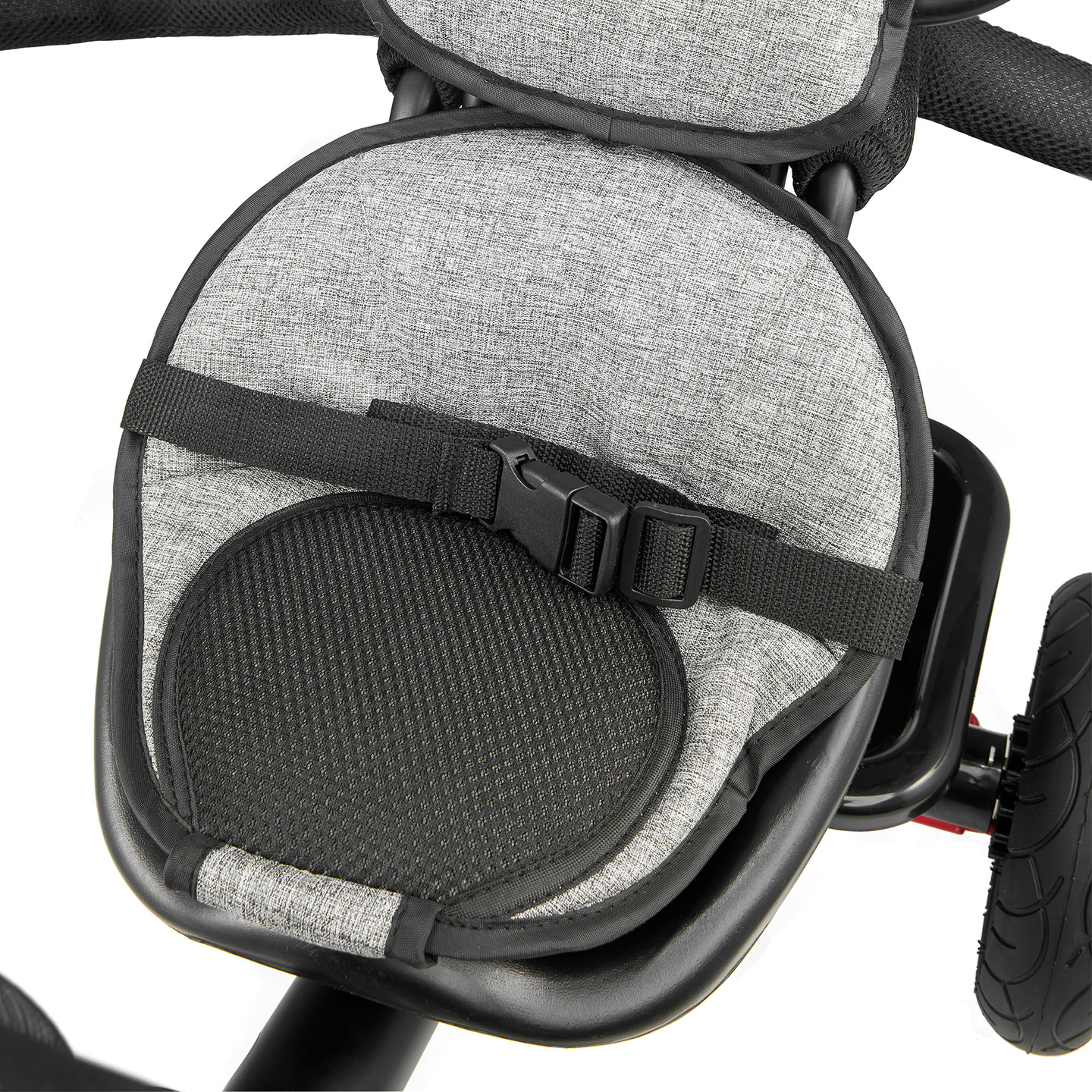 Trehjulet cykel til børn 1-4 år - TOBI FREY - grå farve - drejelig - pumpede hjul + skubber