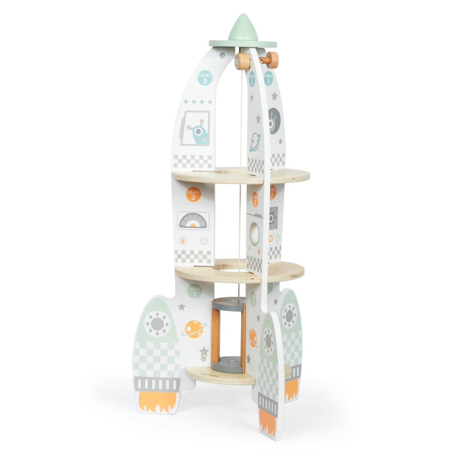 Stor trærumraket med elevator og tilbehør - XXL