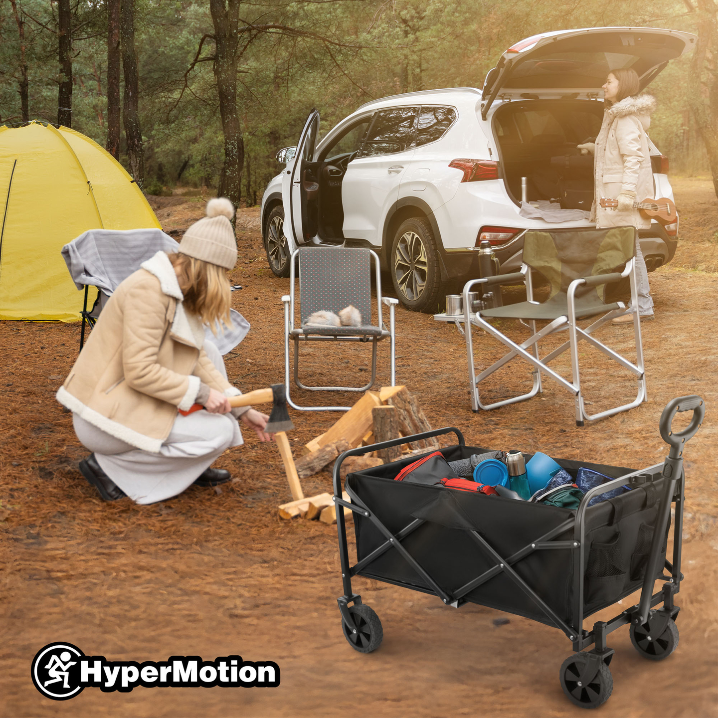 HyperMotion foldbar strandkørestol - sort, 80 kg