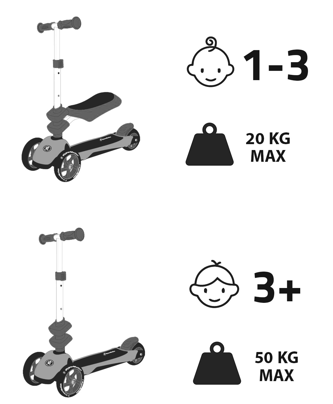 HyperMotion 3in1 balance trehjulet cykel - blå