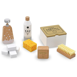 Rengøringssæt i træ til børn - 10 dele