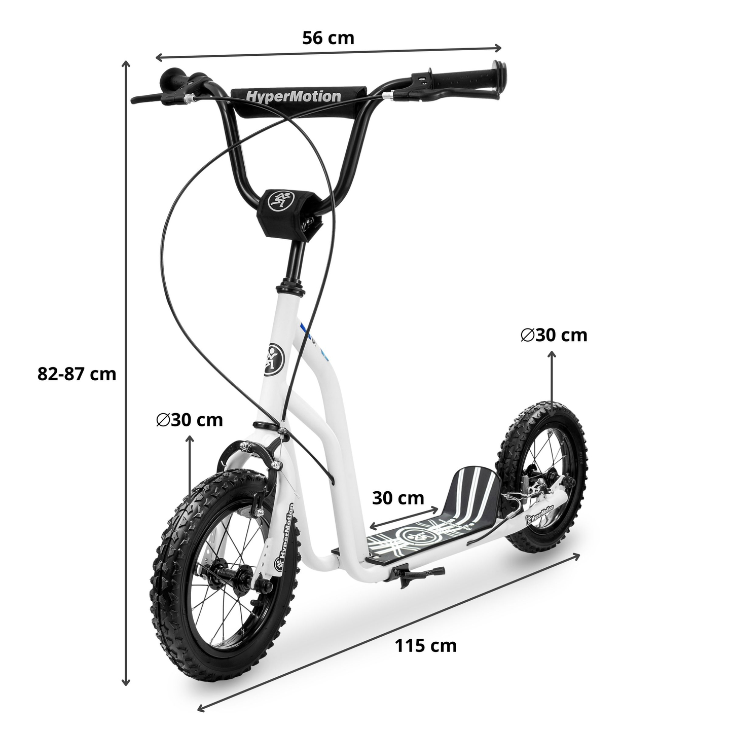 HyperMotion VIVA 12 scooter (30 cm pumpede hjul) - Hvid