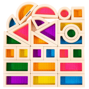 Regnbuefarvede træklodser - 25 elementer