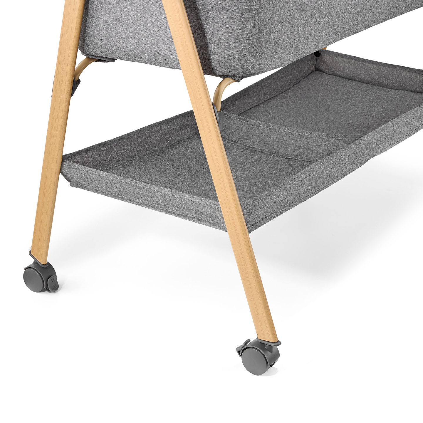 Babyseng, fritstående, rejseseng, vugge med madras - grå