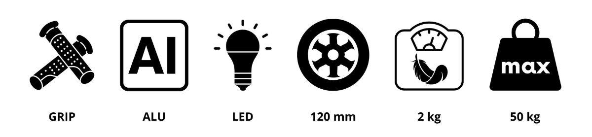 TRINGO trehjulet balancescooter, 3-8 år gammel - sort + lysende LED hjul