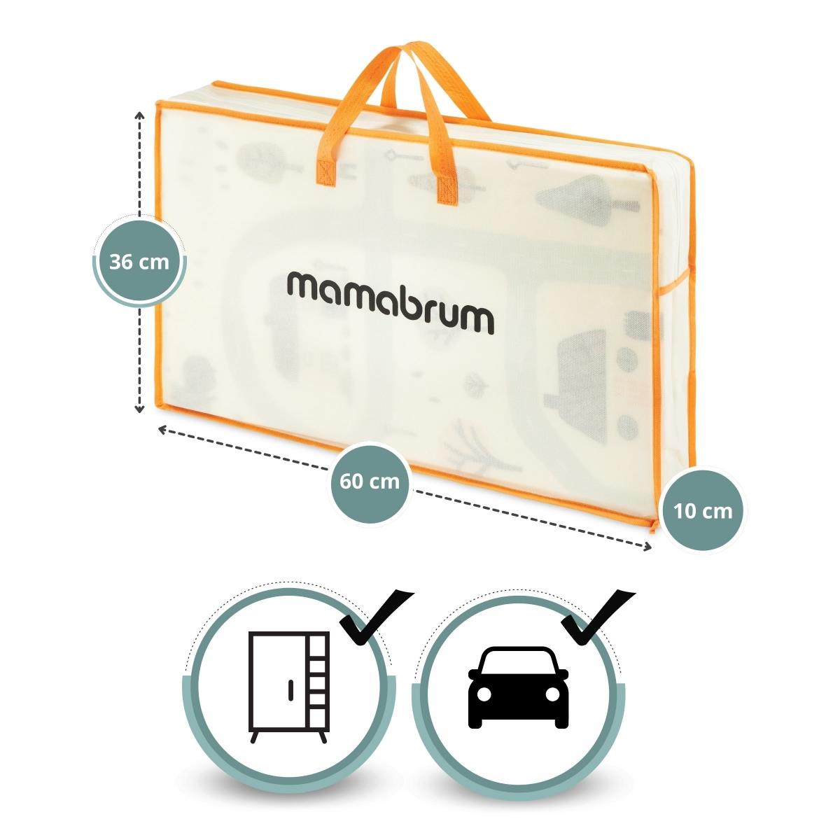 Dobbeltsidet foldbar skummåtte 180 x 120 x 1 cm - Charming Town/Sand Beige