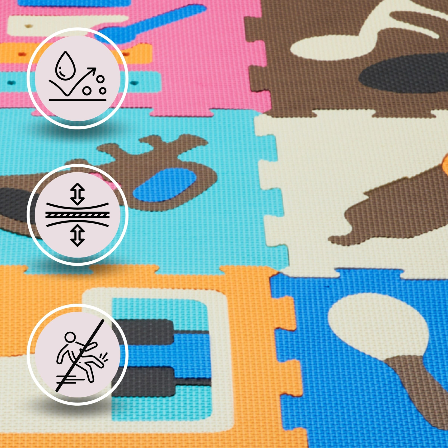 Pædagogisk puslespilsmåtte af skum 90 x 90 x 1 cm - EVA-skum - design: instrumenter