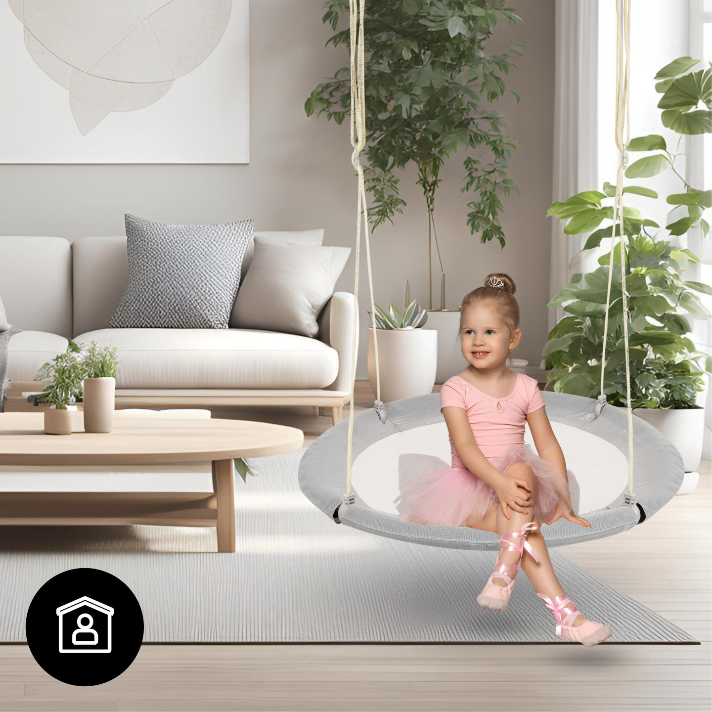 HyperMotion storkerede-gynge - 100 cm i diameter, grå farve