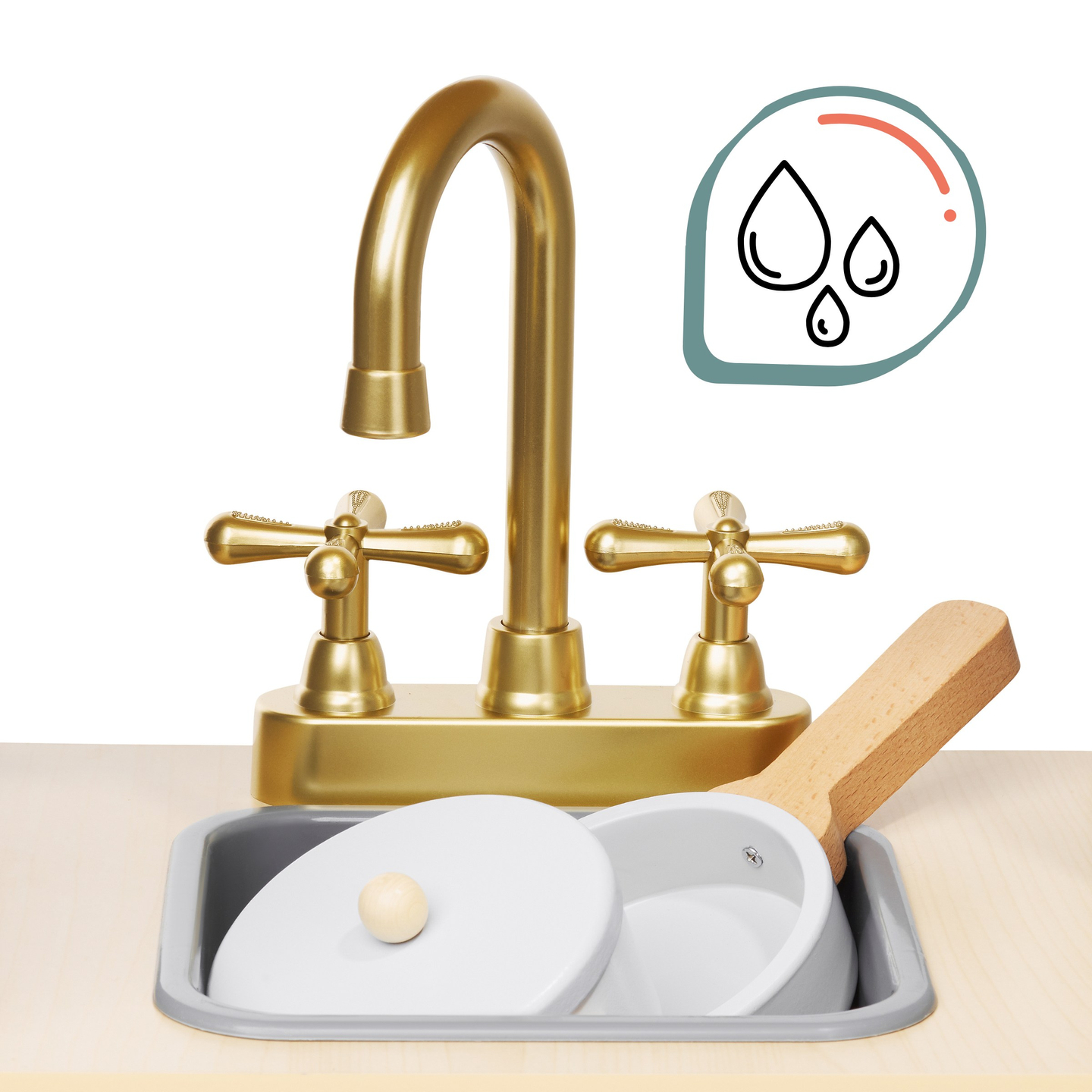 XXXL interaktivt køkken i træ med LED-belysning, emhætte og tilbehør