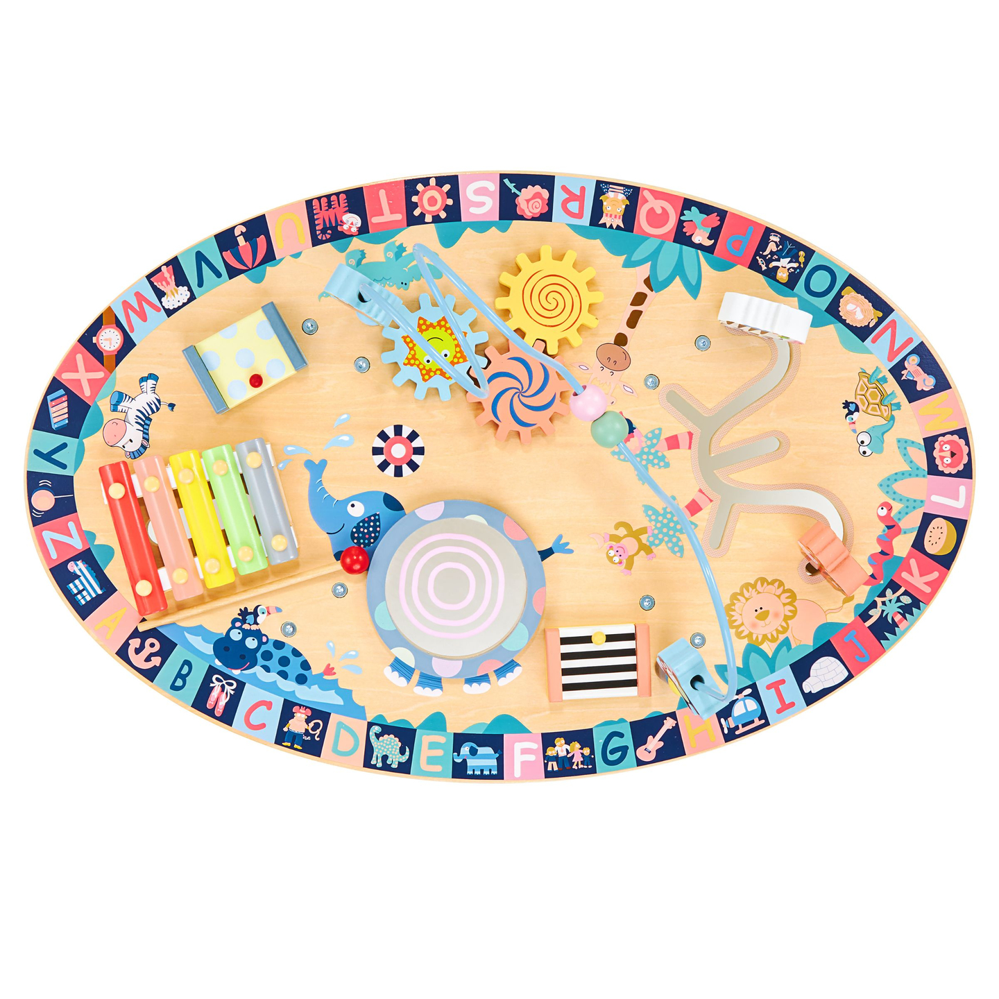 7in1 pædagogisk bord i træ, musikalsk, sensorisk